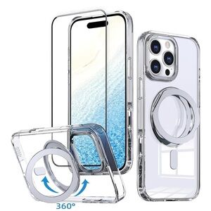 iPhone Clear Protective Phone Case with Ring Holder IPhone 16 Pro Max